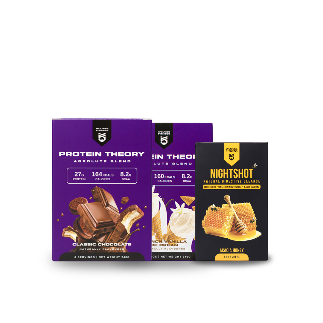 (2 Box) Mix Flavour Protein Theory Absolute Blend Sachet + NightShot
