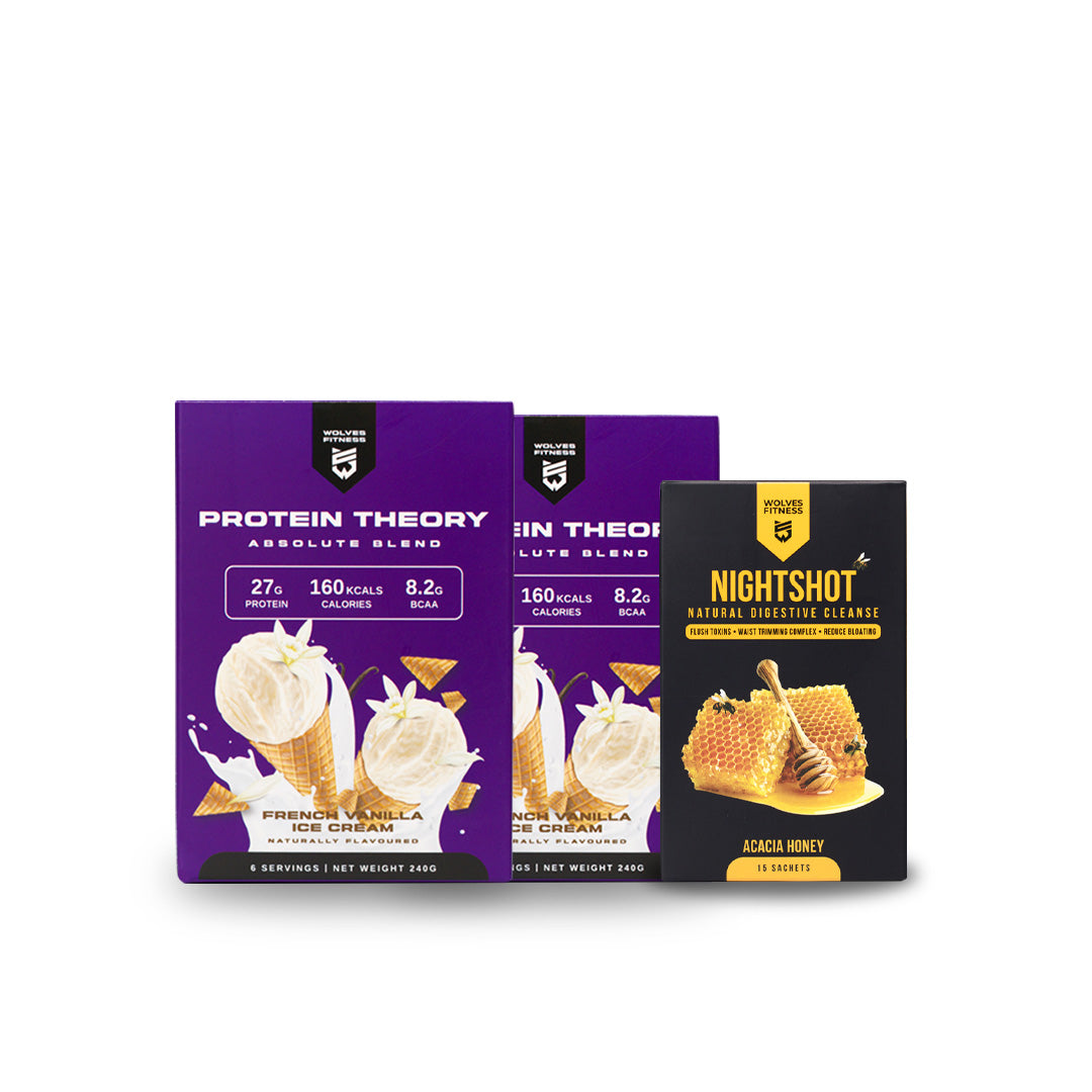 (2 Box) Protein Theory French Vanilla Ice Cream Sachet + NightShot