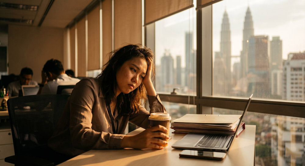 Tired office worker Malaysia afternoon fatigue