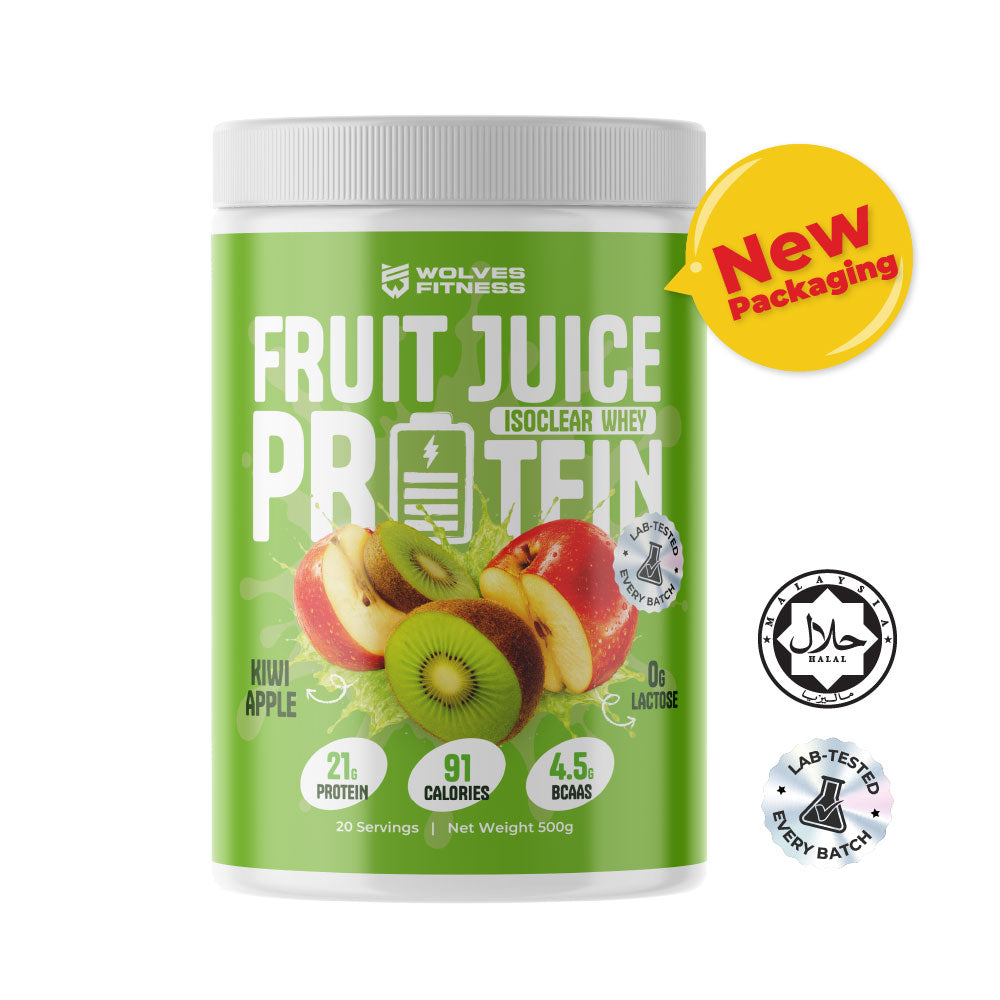 🆕 [Pre-Order 2-3 weeks  | New Packaging] Fruit Juice Protein - Kiwi Apple [500g Tub - 20 Servings]