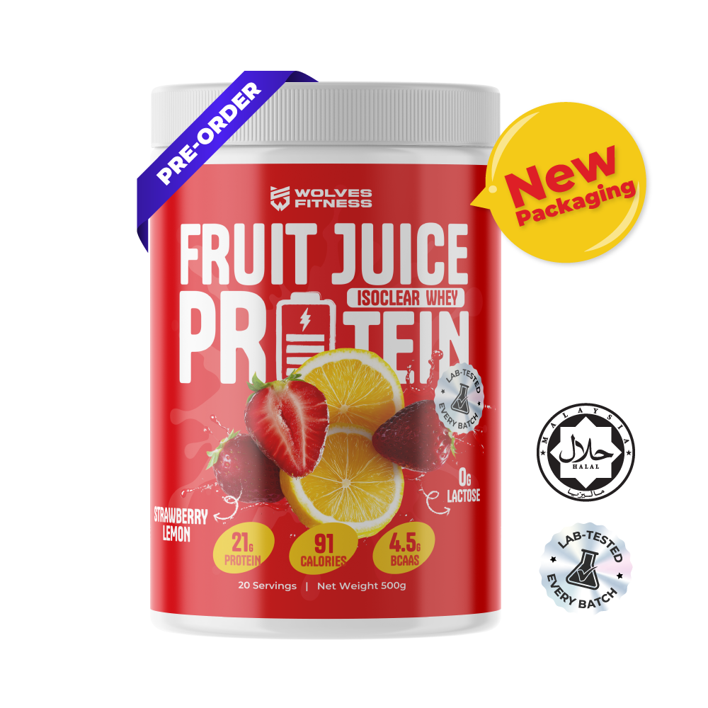 🆕 [Pre-Order 2-3 weeks | New Packaging] Fruit Juice Protein - Strawberry Lemon [500g Tub - 20 Servings]