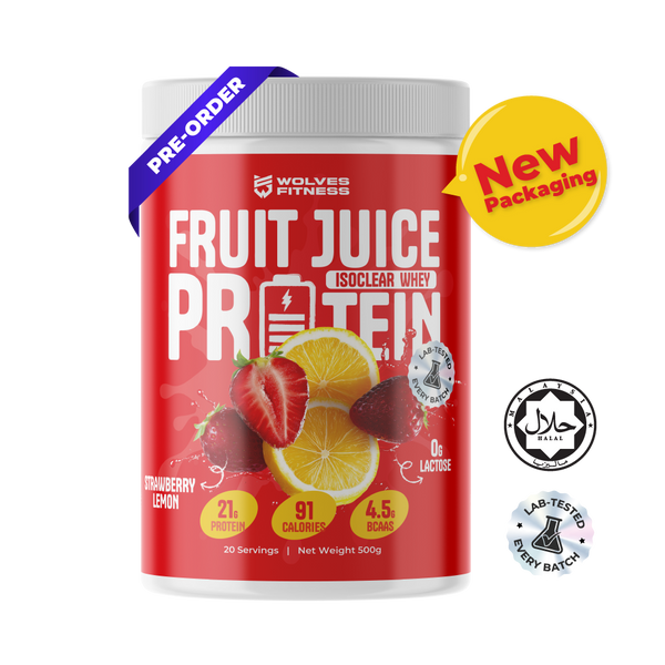 🆕 [Pre-Order 2-3 weeks | New Packaging] Fruit Juice Protein - Strawberry Lemon [500g Tub - 20 Servings]
