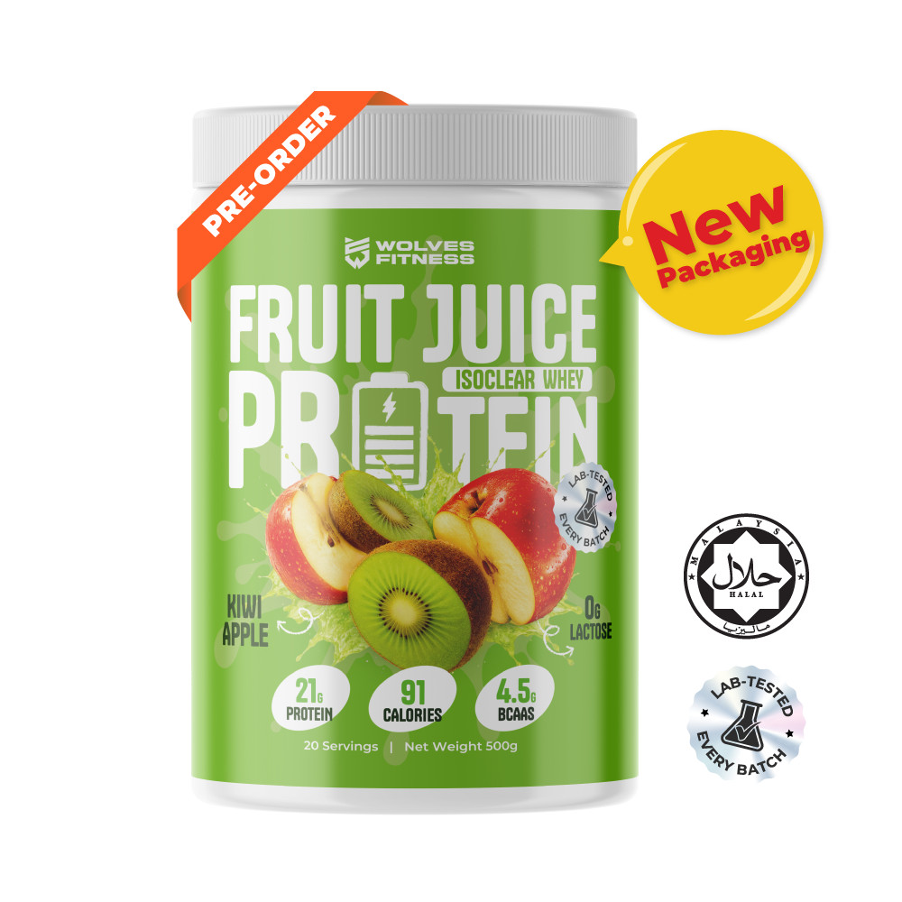 🆕 [Pre-Order 2-3 weeks  | New Packaging] Fruit Juice Protein - Kiwi Apple [500g Tub - 20 Servings]