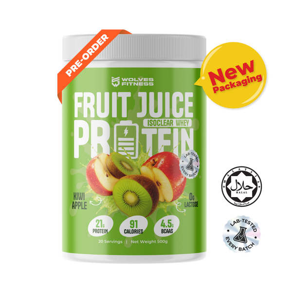 🆕 [Pre-Order 2-3 weeks  | New Packaging] Fruit Juice Protein - Kiwi Apple [500g Tub - 20 Servings]
